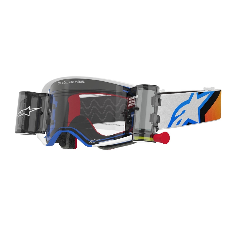 Alpinestars Supertech Corp ROLL-OFF Wide Vision motokrossprillid sini-oranž koos läbipaistva klaaspildiga
