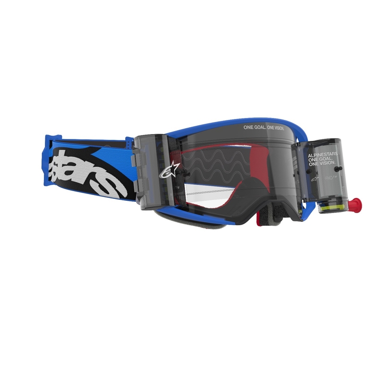 Alpinestars Supertech Stream ROLL-OFF Wide Vision motokrossiprillid sinise läbipaistva klaasiga