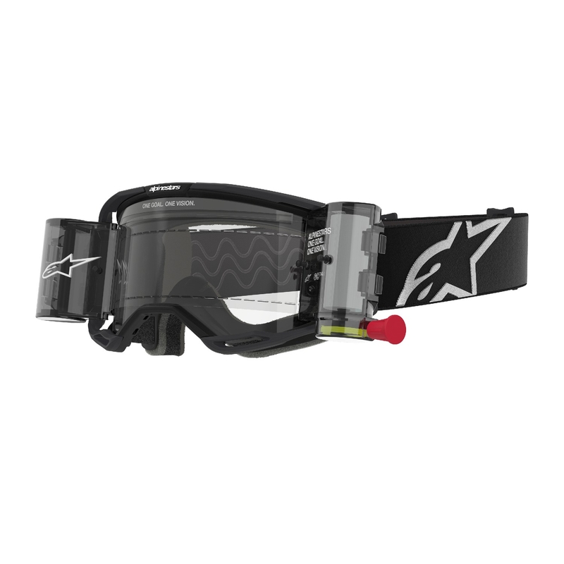 Alpinestars Vision 8 Corp ROLL-OFF Wide Vision motokrossiprillid musta värvi ja läbipaistva klaasiga