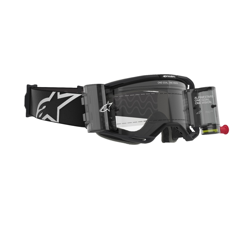 Alpinestars Vision 8 Corp ROLL-OFF Wide Vision motokrossiprillid musta värvi ja läbipaistva klaasiga