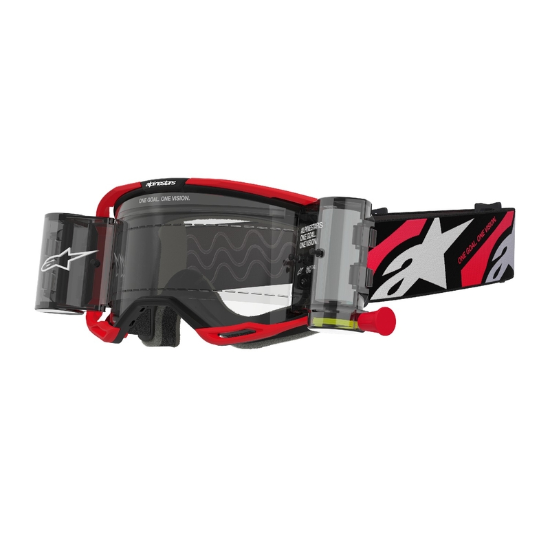 Alpinestars Vision 8 Luar ROLL-OFF Wide Vision motokrossiprillid punane ja must läbipaistva klaasiga