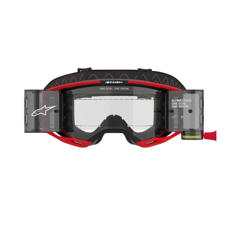 Alpinestars Vision 8 Luar ROLL-OFF Wide Vision motokrossiprillid punane ja must läbipaistva klaasiga