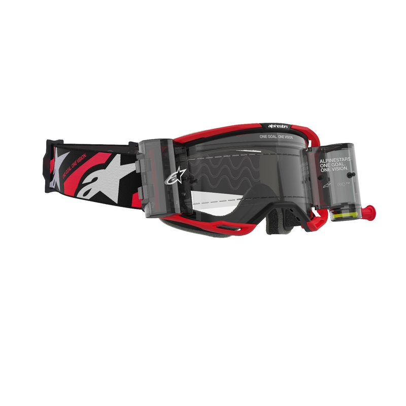 Alpinestars Vision 8 Luar ROLL-OFF Wide Vision motokrossiprillid punane ja must läbipaistva klaasiga