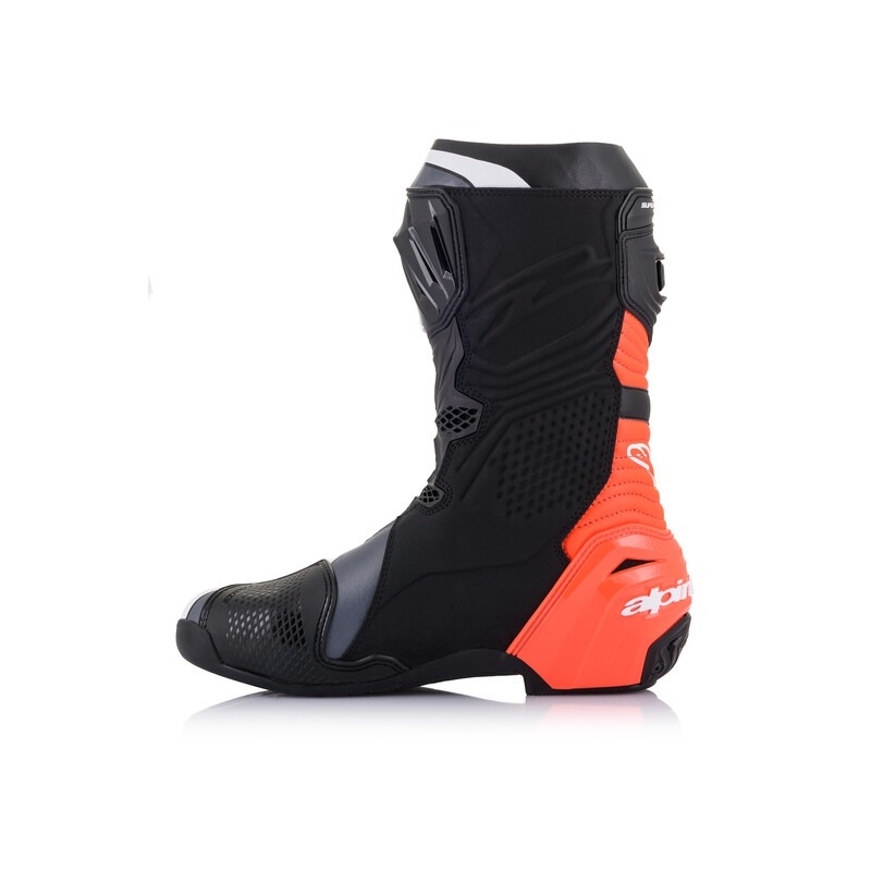 Alpinestars Supertech R must-fluo punane-valge-hall mootorratta saapad