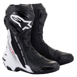 Alpinestars Supertech R Vented must-valge mootorratta saapad