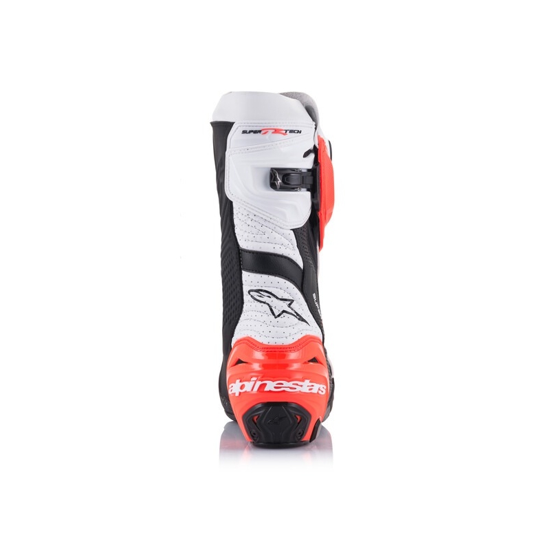 Alpinestars Supertech R Vented Black-White-Fluo Red mootorratta saapad