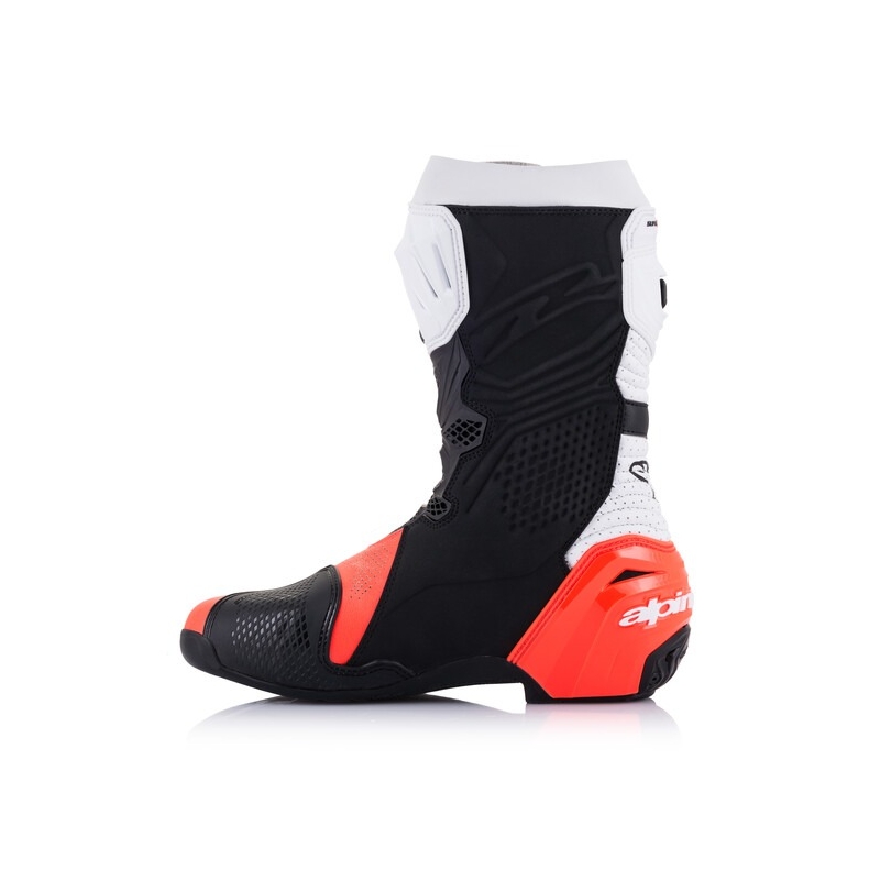 Alpinestars Supertech R Vented Black-White-Fluo Red mootorratta saapad