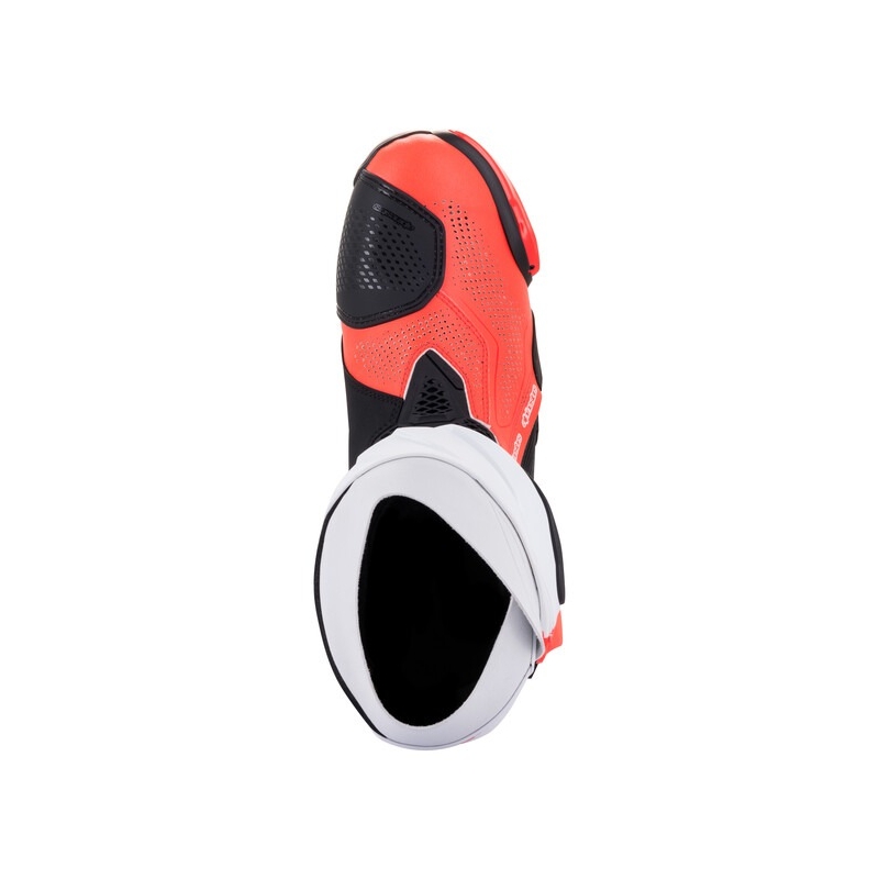 Alpinestars Supertech R Vented Black-White-Fluo Red mootorratta saapad