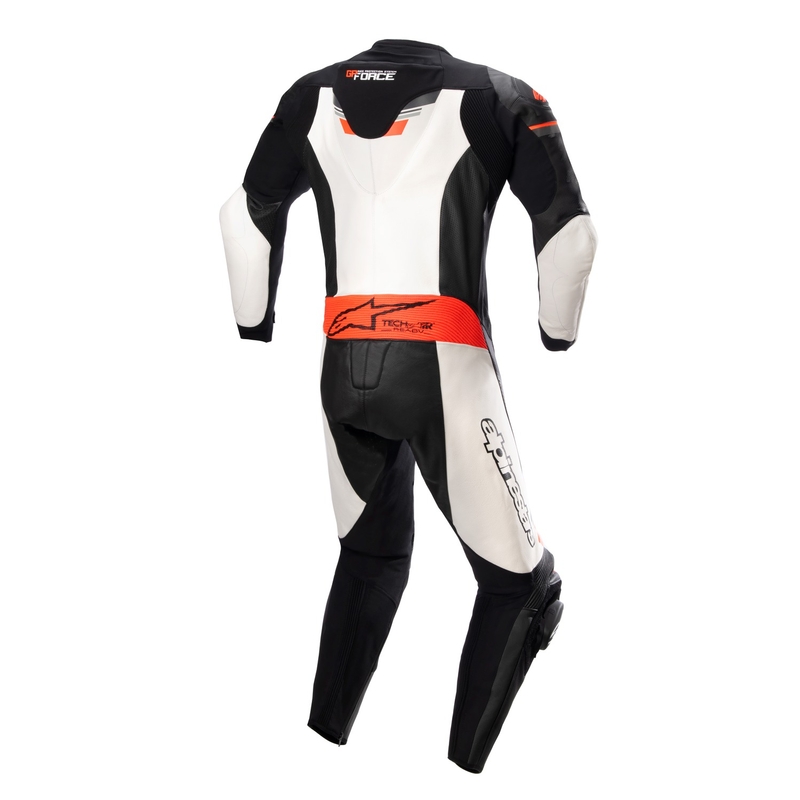 Jednodílná kožená kombinéza na motorku Alpinestars GP Force TECH-AIR 5 kompatibilní černo-bílo-fluo červená