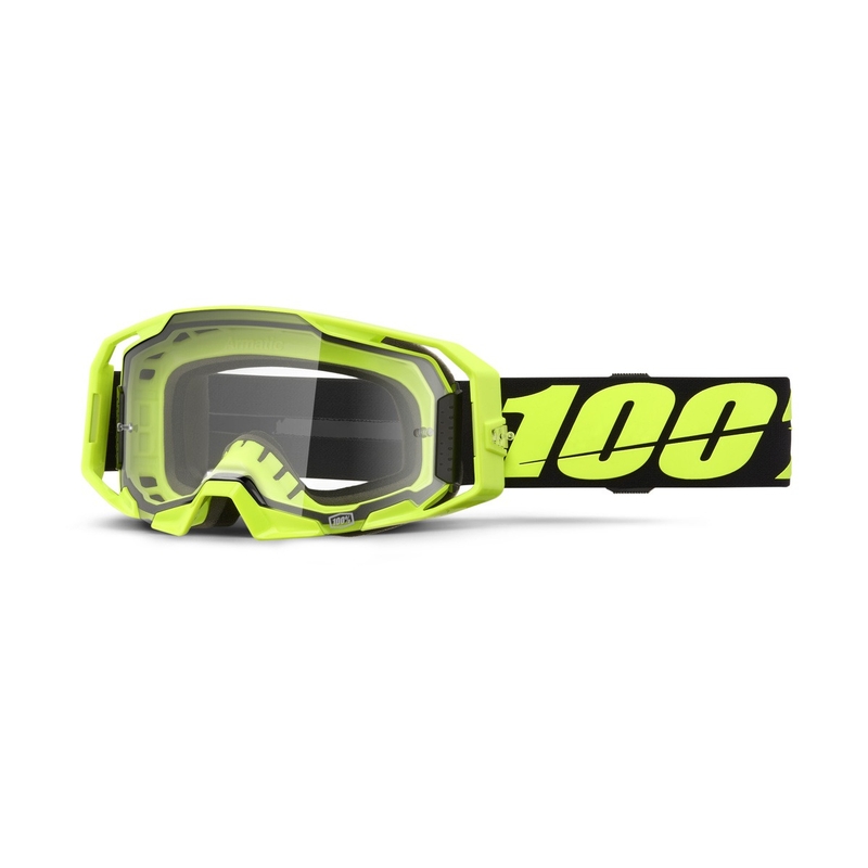 Motokrossiprillid 100% ARmatic Neon kollane läbipaistva pleksiga