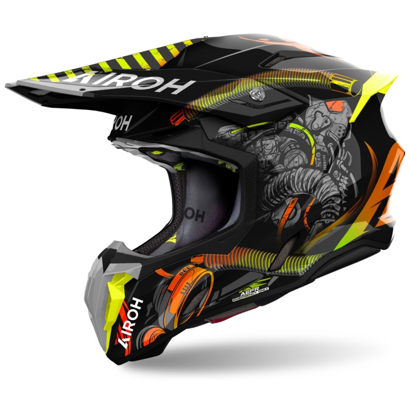 Motokrossikiiver Airoh Twist 3 Toxic must-oranž