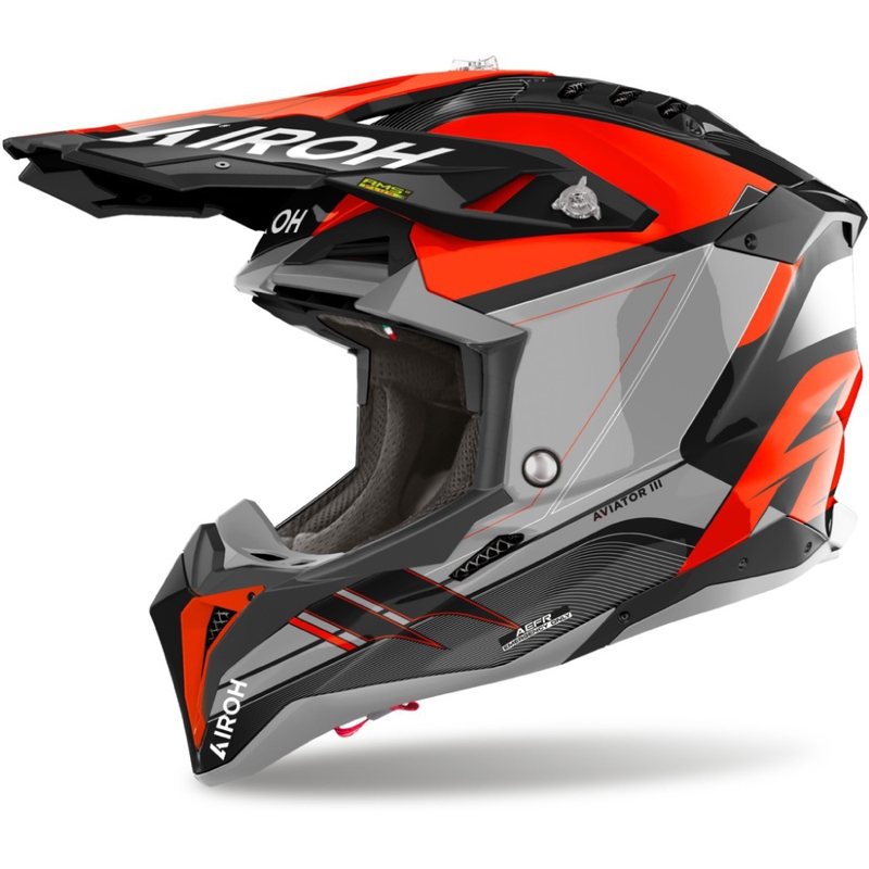 Motokrossi kiiver Airoh Aviator 3 Saber läikiv oranž