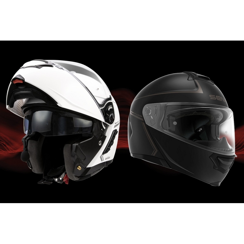 Vyklápěcí přilba na motorku SENA s Mesh headsetem Impulse bílá lesklá