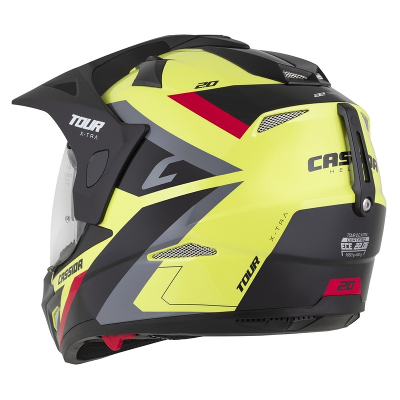 Enduro kiiver Cassida Tour 2.0 X-tra fluo kollane-must-punane-hall musta matt visiiriga