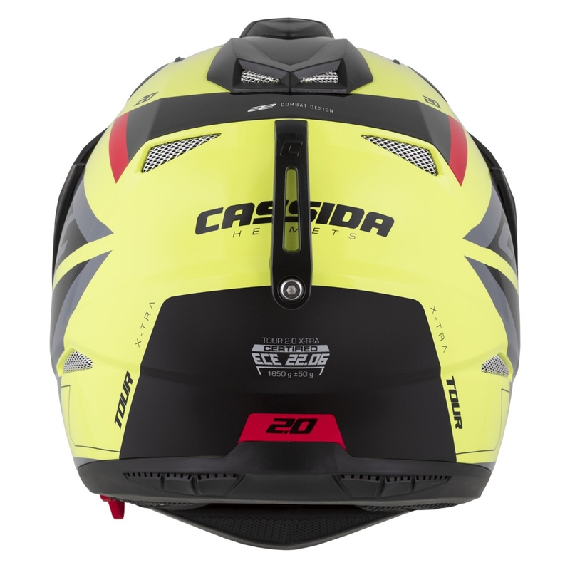 Enduro kiiver Cassida Tour 2.0 X-tra fluo kollane-must-punane-hall musta matt visiiriga