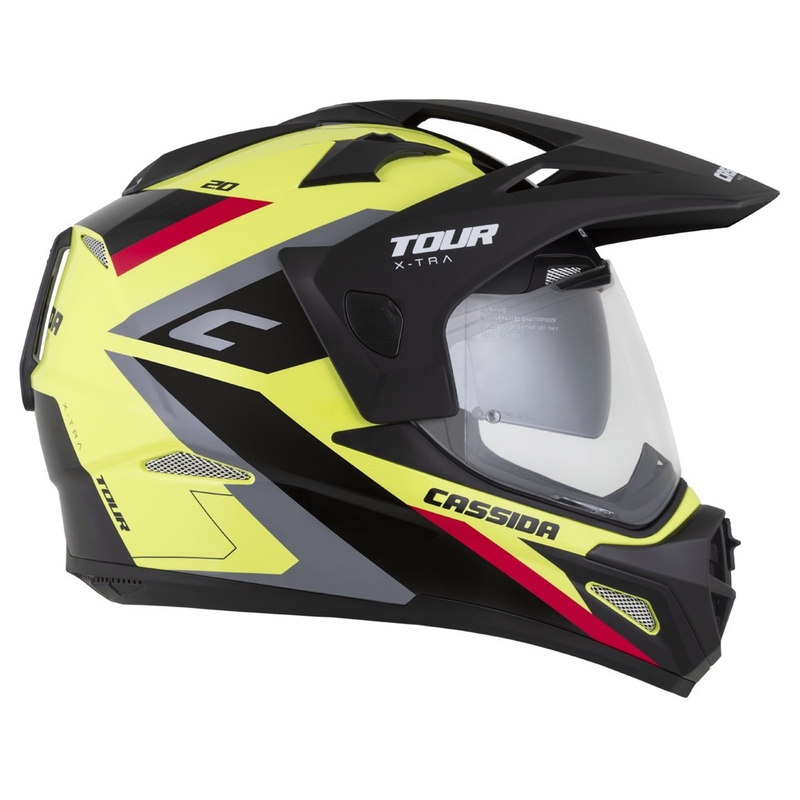 Enduro kiiver Cassida Tour 2.0 X-tra fluo kollane-must-punane-hall musta matt visiiriga