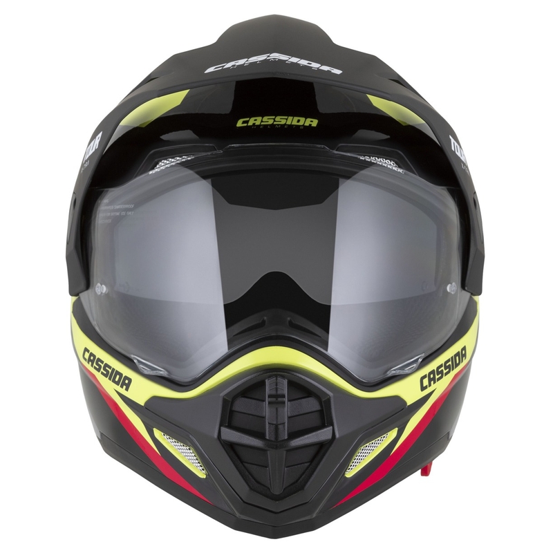 Enduro kiiver Cassida Tour 2.0 X-tra fluo kollane-must-punane-hall musta matt visiiriga
