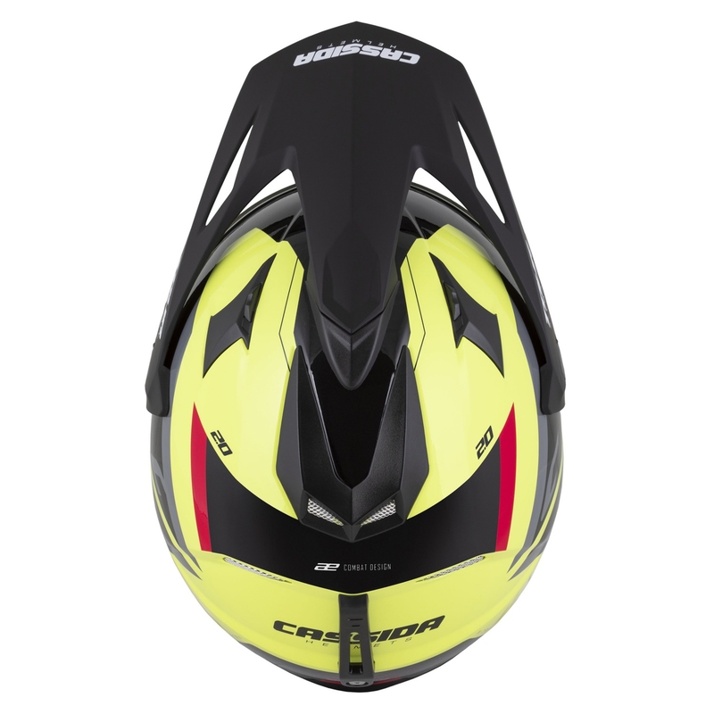 Enduro kiiver Cassida Tour 2.0 X-tra fluo kollane-must-punane-hall musta matt visiiriga