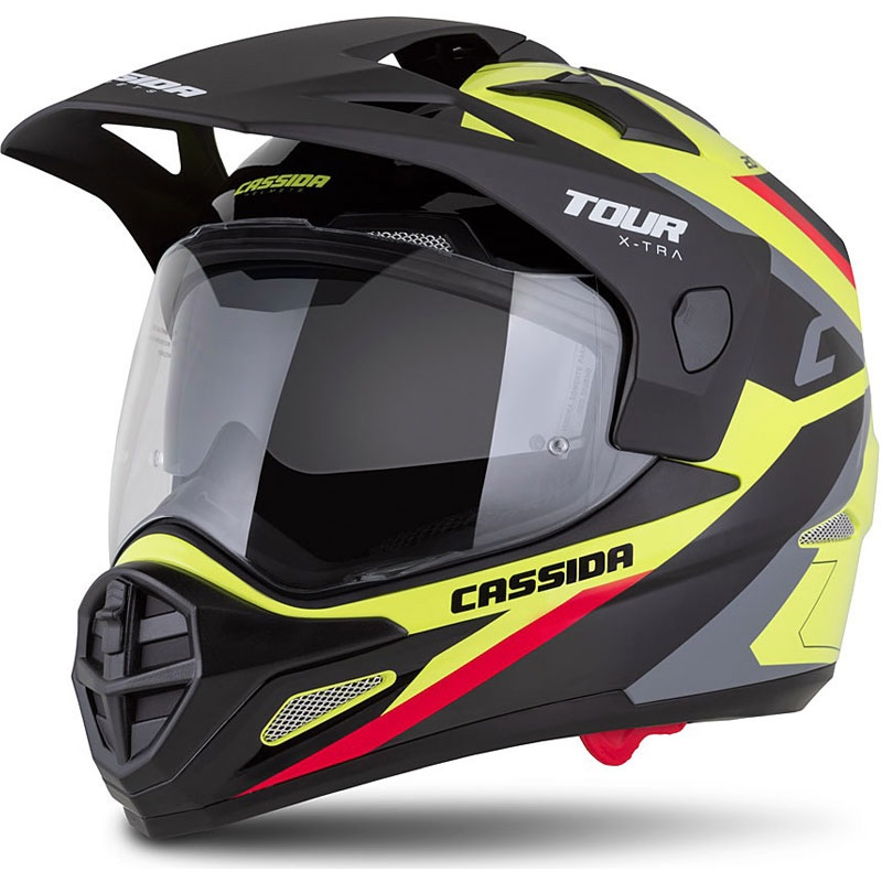 Enduro kiiver Cassida Tour 2.0 X-tra fluo kollane-must-punane-hall musta matt visiiriga