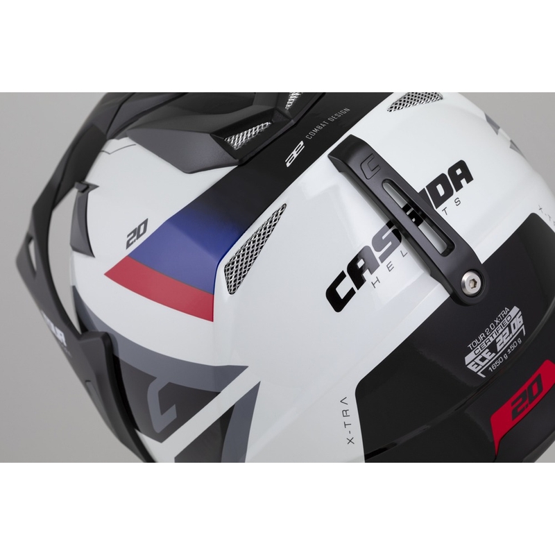 Enduro kiiver Cassida Tour 2.0 X-tra valge-sinine-punane-must musta mati visiiriga