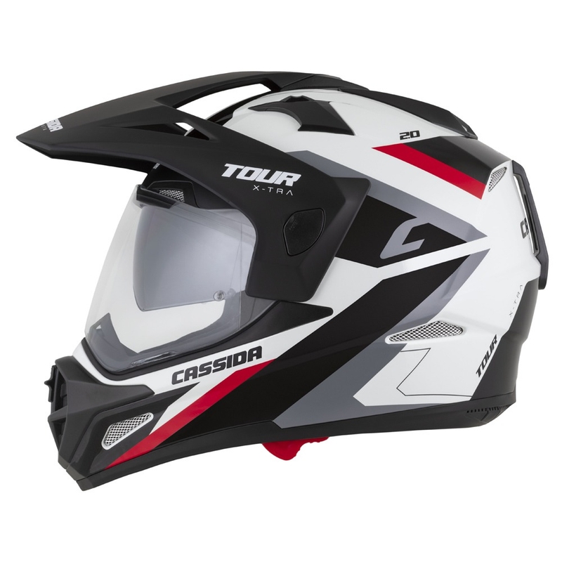 Enduro kiiver Cassida Tour 2.0 X-tra valge-punase-musta musta mati visiiriga