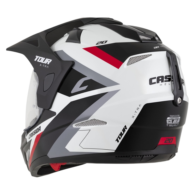 Enduro kiiver Cassida Tour 2.0 X-tra valge-punase-musta musta mati visiiriga