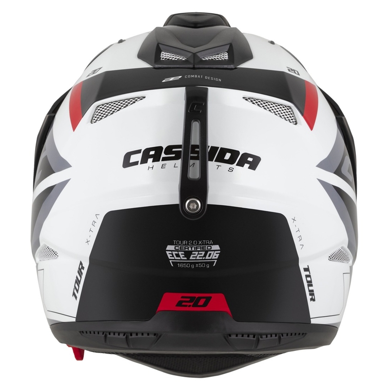 Enduro kiiver Cassida Tour 2.0 X-tra valge-punase-musta musta mati visiiriga