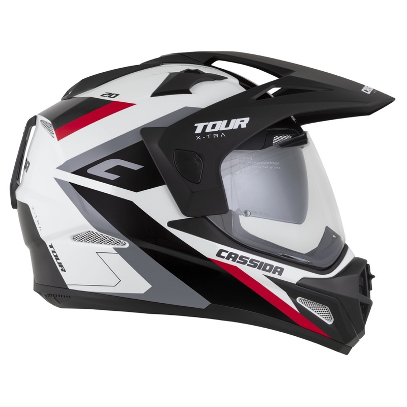 Enduro kiiver Cassida Tour 2.0 X-tra valge-punase-musta musta mati visiiriga