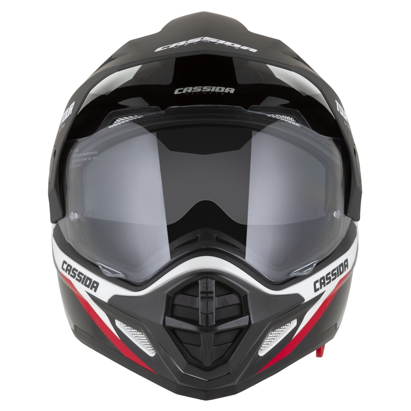 Enduro kiiver Cassida Tour 2.0 X-tra valge-punase-musta musta mati visiiriga