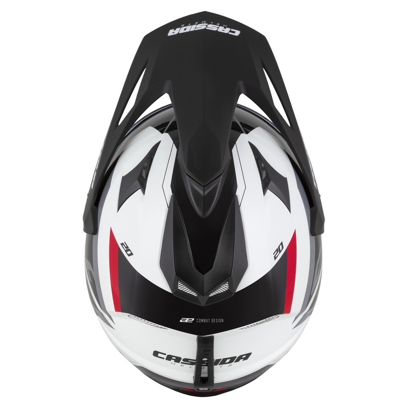 Enduro kiiver Cassida Tour 2.0 X-tra valge-punase-musta musta mati visiiriga