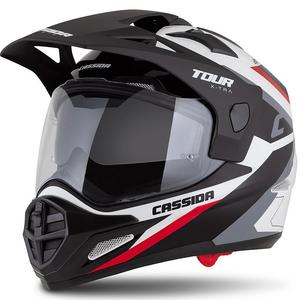 Enduro kiiver Cassida Tour 2.0 X-tra valge-punase-musta musta mati visiiriga