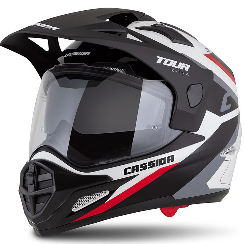Enduro kiiver Cassida Tour 2.0 X-tra valge-punase-musta musta mati visiiriga