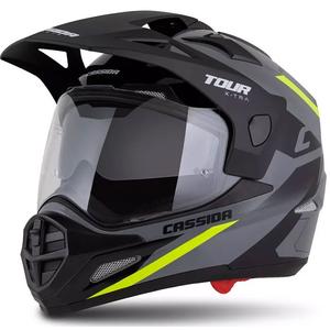 Enduro kiiver Cassida Tour 2.0 X-tra hall-fluo kollane-must musta matt visiiriga