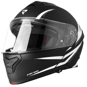 Flip-up mootorratta kiiver Street Racer Fury matt must ja valge