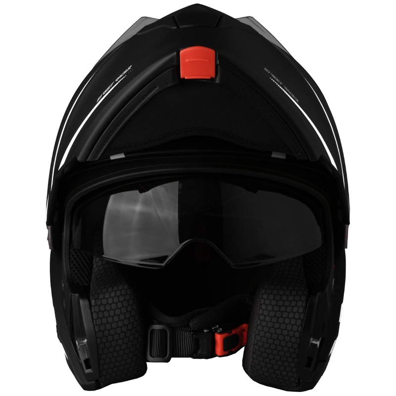 Flip-up mootorratta kiiver Street Racer Fury matt must ja valge