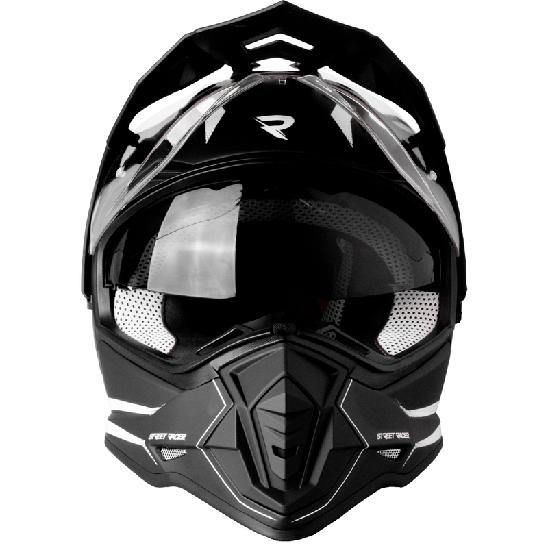 Enduro mootorratta kiiver Street Racer Ignite matt must ja valge
