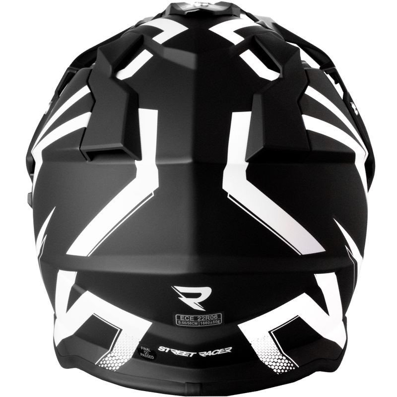 Enduro mootorratta kiiver Street Racer Ignite matt must ja valge