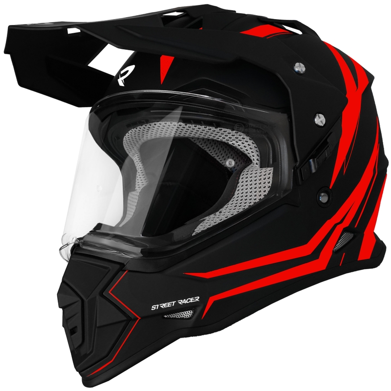 Enduro helma na motorku Street Racer Ignite matná černo-červená