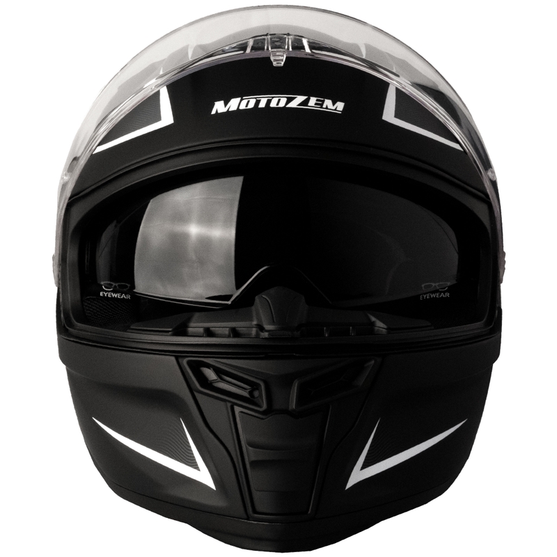 MotoZem Guardian integreeritud mootorratta kiiver matt must-valge-hall