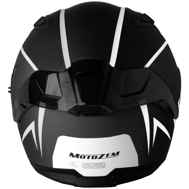 MotoZem Guardian integreeritud mootorratta kiiver matt must-valge-hall