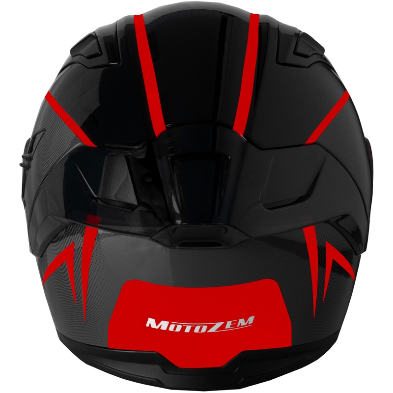Integreeritud mootorratta kiiver Motozem Guardian must-punane