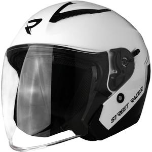 Avatud mootorratta kiiver Street Racer Sonic Gloss White ja Black