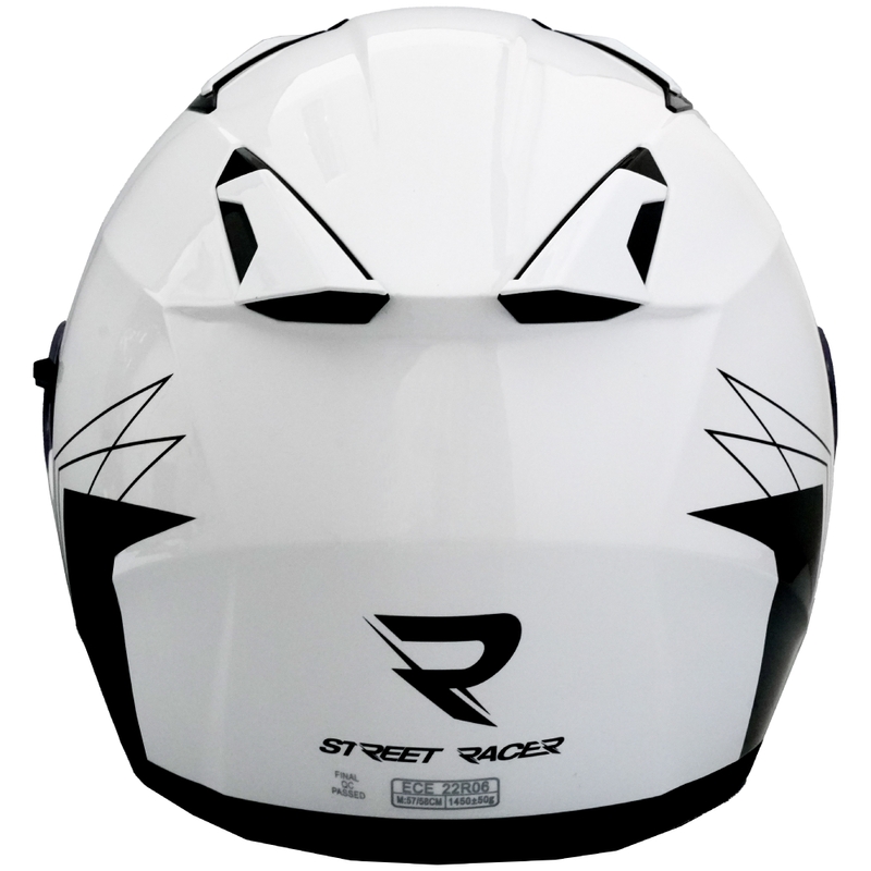 Avatud mootorratta kiiver Street Racer Sonic Gloss White ja Black