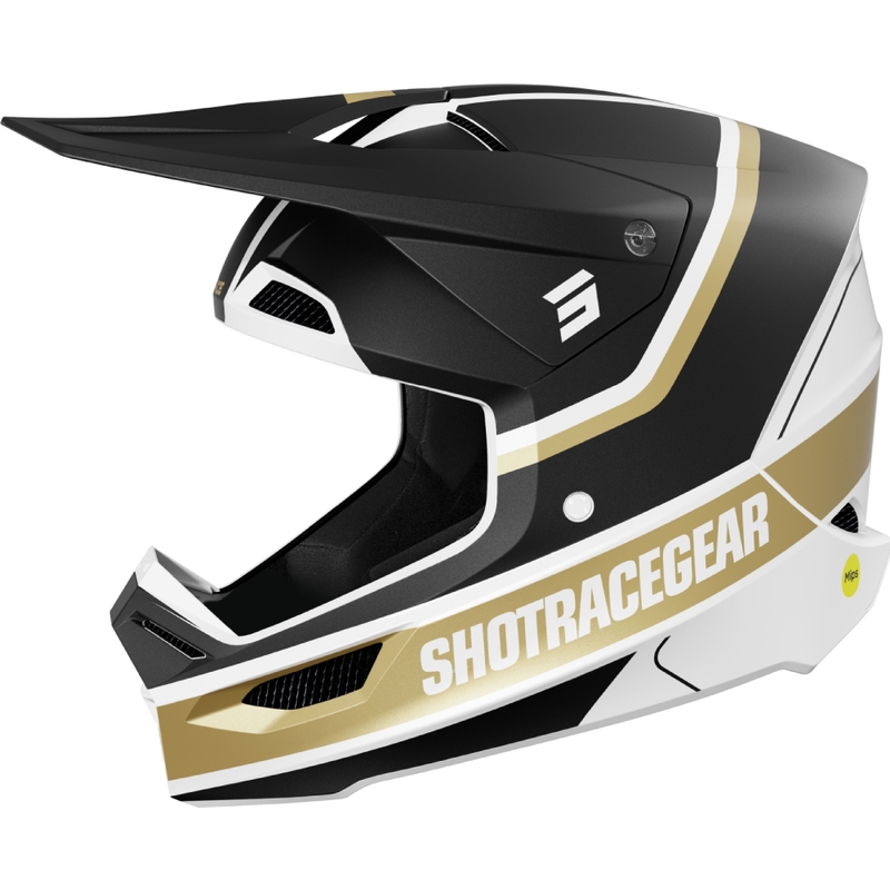 Motokrossi kiiver Shot Race Mythic matt must-kuldne