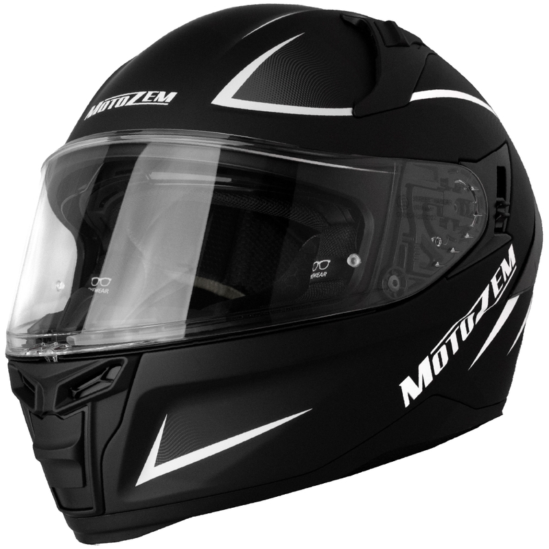 MotoZem Guardian integreeritud mootorratta kiiver matt must-valge-hall