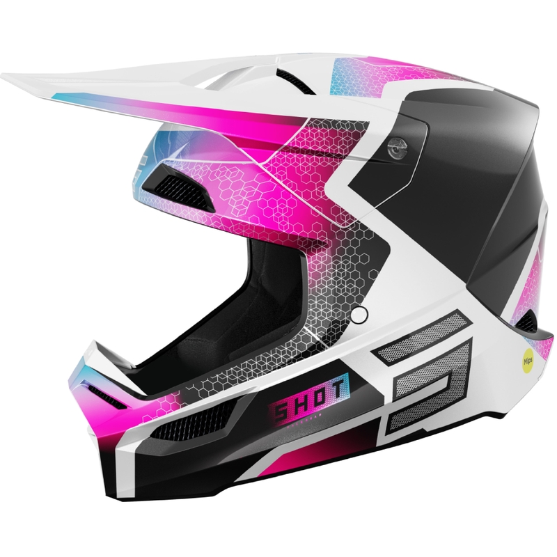 Motokrossi kiiver Shot Race Phaser pearl must-sinine-roosa
