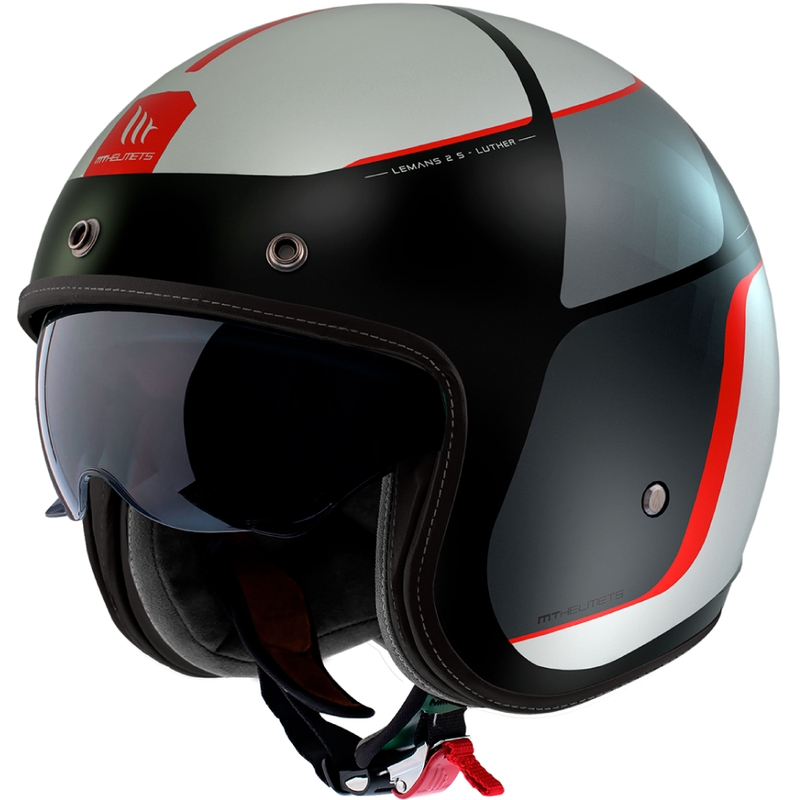 Avatud mootorrattakiiver MT Le Mans 2 SV Luther B15 matt must-hall-valge-punane