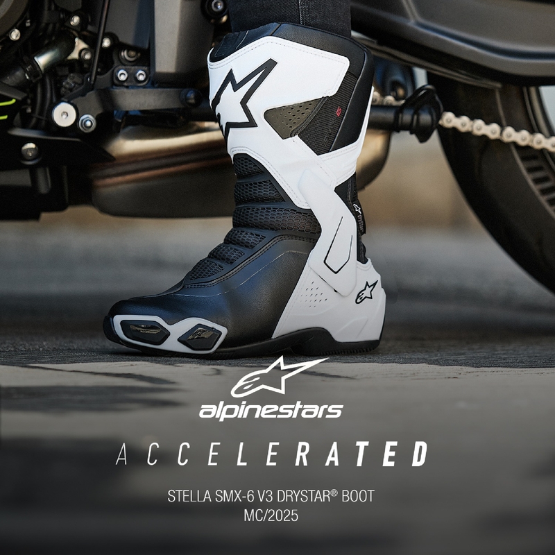 Alpinestars naiste Stella SMX-6 3 Drystar valge ja mustad mootorratta saapad
