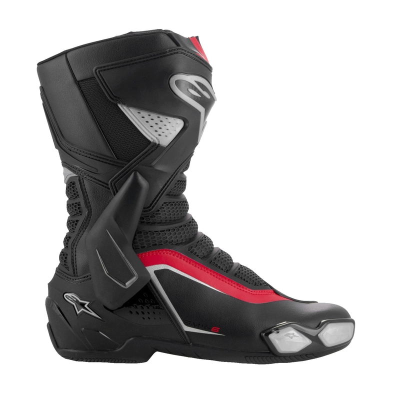 Alpinestars SMX-6 3 must-hõbedased-punased mootorratta saapad