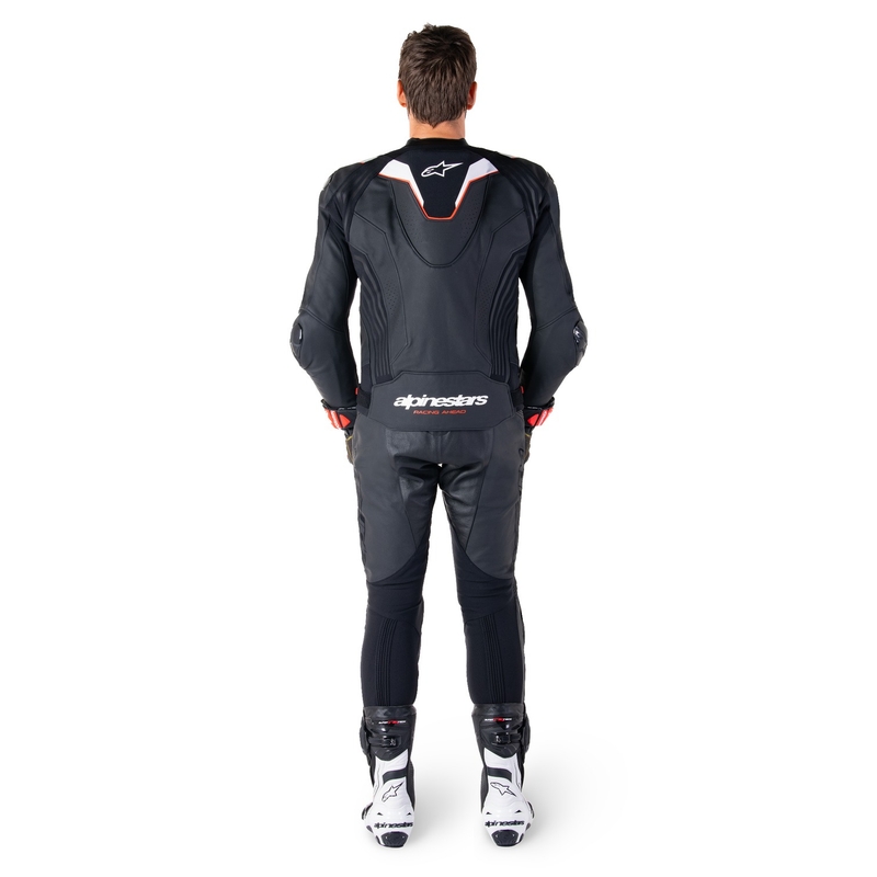 Alpinestars Missile 3 Ignition must-valge nahast mootorratta jakk